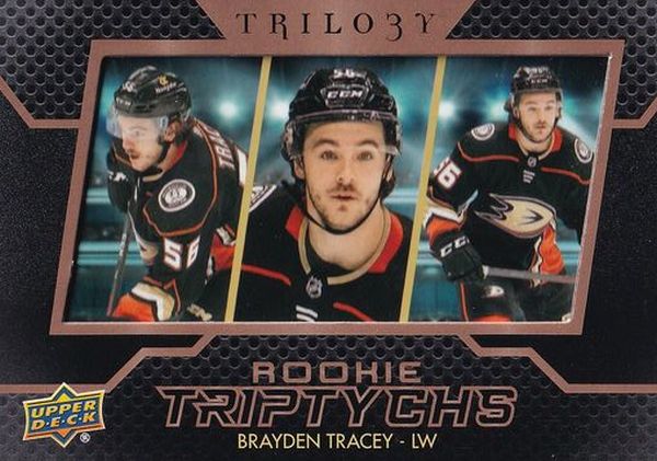 insert RC karta BRAYDEN TRACEY 22-23 Trilogy Rookie Triptychs číslo RT-BT